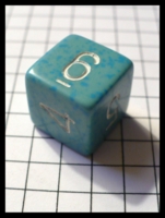 Dice : Dice - 6D - Teal and Blue Speckled Dice With White Painted Numerals